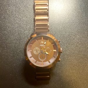 Fossil Watch Chronograph Diamond Accent Brown Dress